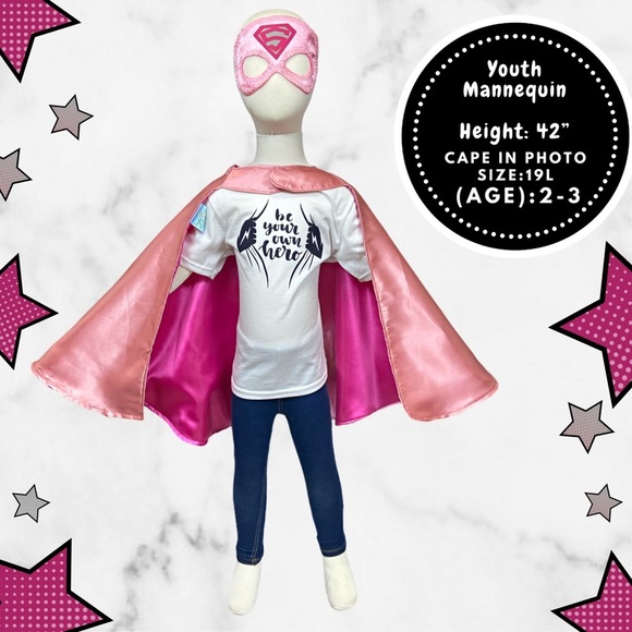 Pink super Girl Superhero Cape and Mask For Age 4-7 - Picture 3 of 5